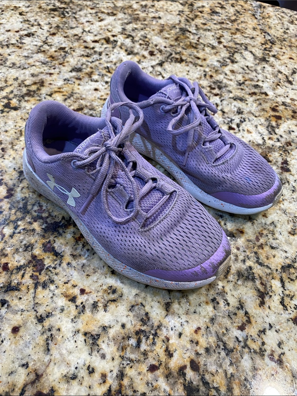 Under Armour Girls' Lavender/Purple Mesh Lace-Up Sneakers